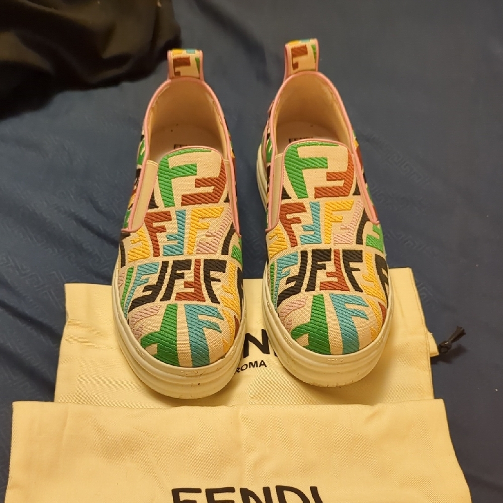 Fendi Multicolor Slip-On Athletic Shoes